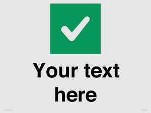 Custom plain background, green square with tick sign